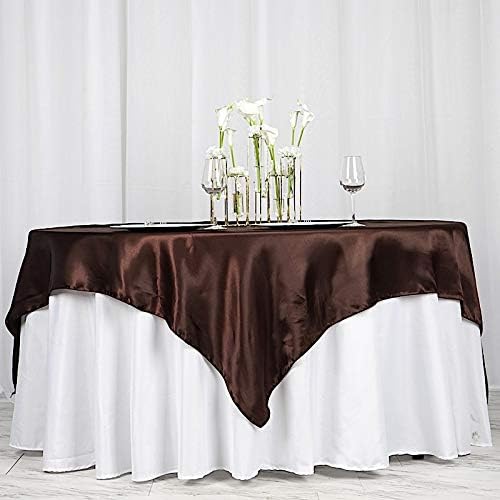 5 pcs 72x72 inch Chocolate Brown Satin Tablecloth Overlays for Events