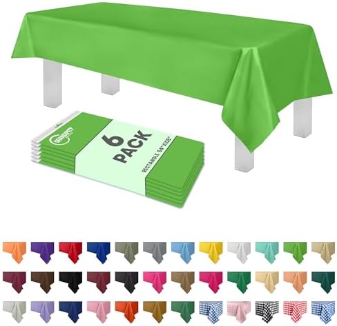 Grandipity Lime Green Plastic Tablecloth 6 Pk 54x108