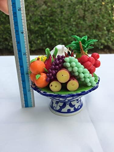Artificial Fruit Bowl with Ceramic Pedestal Tray 3 Inches