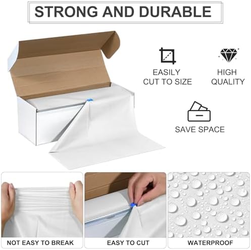 54 Inch x 300 Feet White Tablecloth Roll with Slide Cutter for Parties and Events