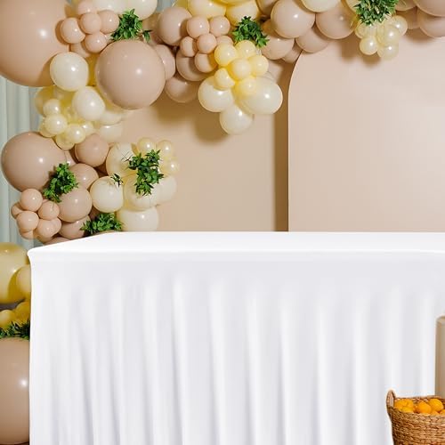 HolidayIdeas White Spandex Table Covers 6 Foot 2 Pack