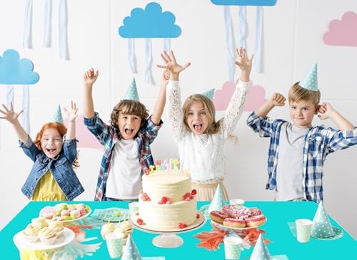 4 Pack Ocean Blue Plastic Tablecloths for Party Decorations