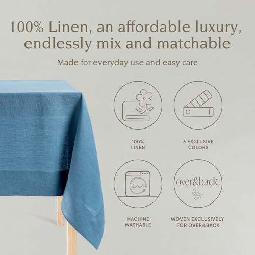 OverBack 100 Linen Woven Tablecloth - Blue 70x90