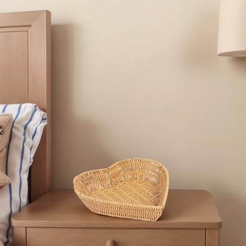 Artificial Rattan Serving Tray with Heart Shape Design
