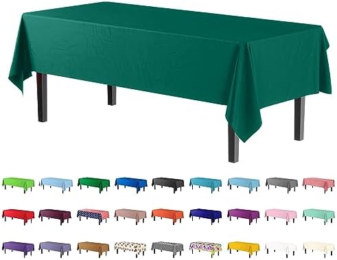 Exquisite 4-Pack Dark Green Plastic Table Cloths - 54In X 108In