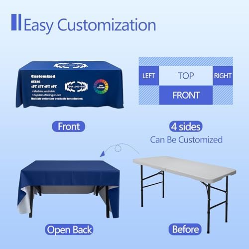 Customized Table Cloth with Logo 4FT 5FT 6FT 8FT for Events