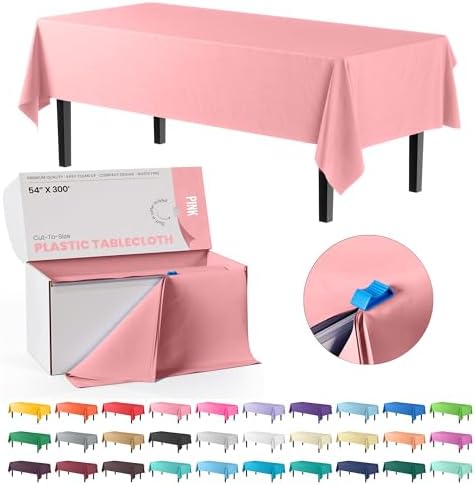 Exquisite Pink Plastic Table Cover Roll