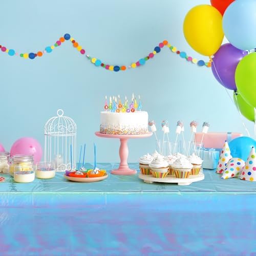 FunnyPars 3 Pack Iridescent Blue Tablecloths