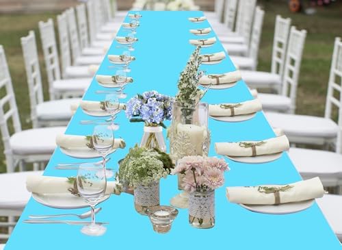 4 Pack Ocean Blue Plastic Tablecloths for Party Decorations
