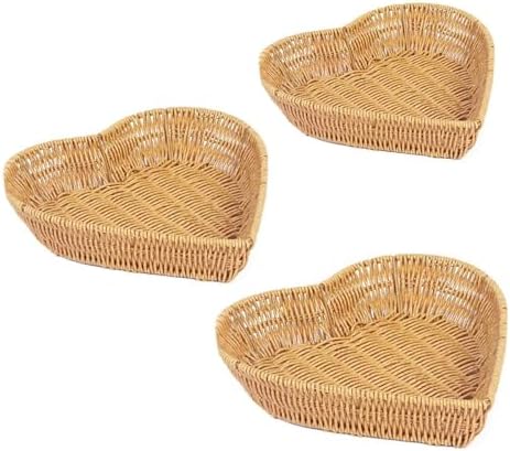 Artificial Rattan Serving Tray with Heart Shape Design