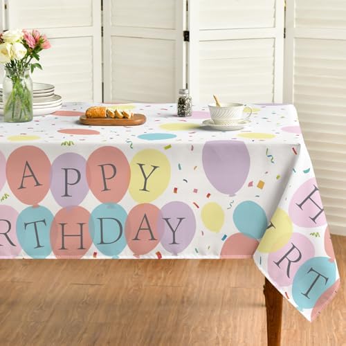Horaldaily Happy Birthday Tablecloth 60x84 Inch Rectangular