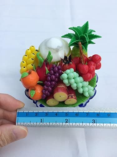 Artificial Fruit Bowl with Ceramic Pedestal Tray 3 Inches
