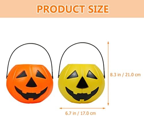 VOSAREA 2pcs Pumpkin Bucket Halloween Candy Buckets with Handles for Party Supplies