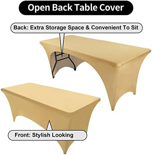 FestiCorp Beige Spandex Table Cover for 5 Foot Table