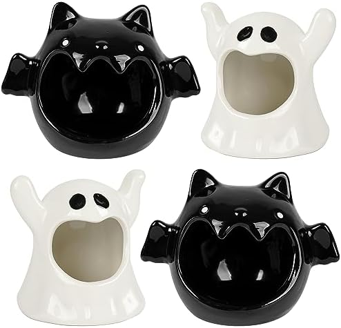 Kolewo4ever 4 Piece Halloween Candy Dish Holder Ceramic Bat Ghost Shape