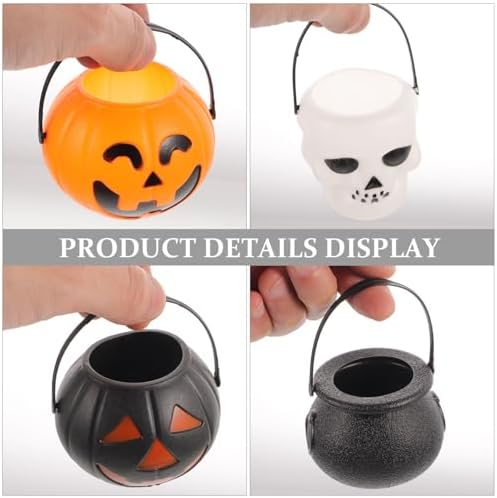Luxshiny 24pcs Mini Halloween Candy Buckets with Handle for Party Favors