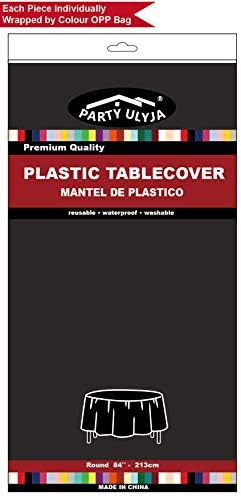 Black Plastic Tablecloths 2 Pack for 84 Inch Round Tables