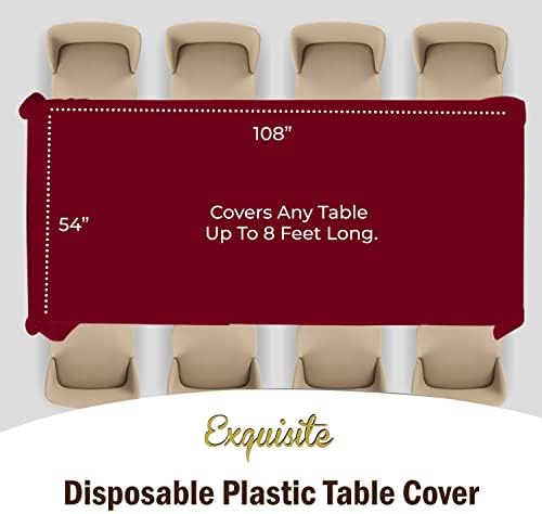 Exquisite 4-Pack Burgundy Plastic Tablecloth - 54In x 108In