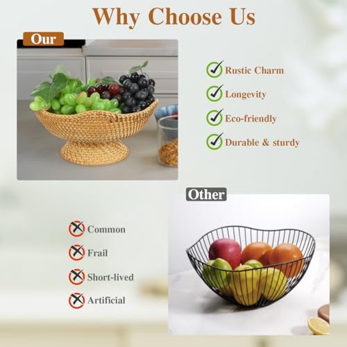 PRETYZOOM Rattan Fruit Bowl 98 Inches