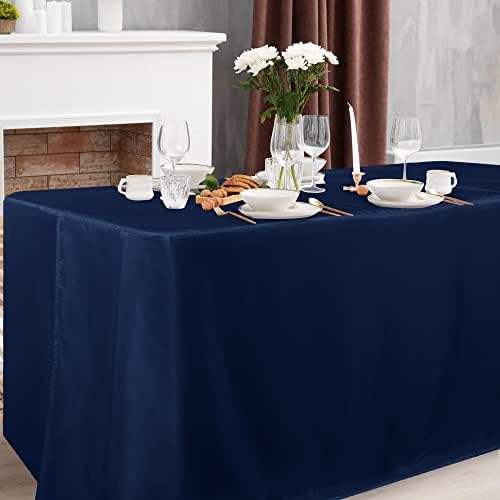 Obstal 2 Pack Water Resistant Tablecloths for 4 Foot Rectangular Tables - Navy