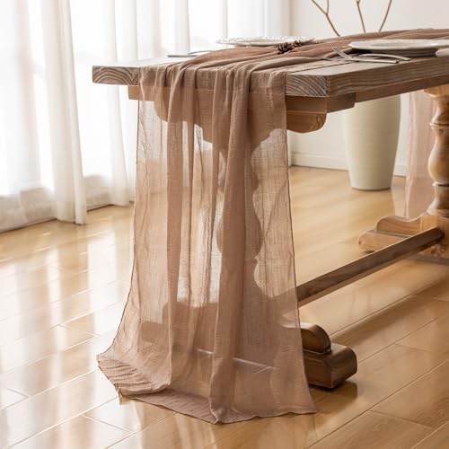 Nude Cheesecloth Table Runner 120 Inch Rustic Boho Decor