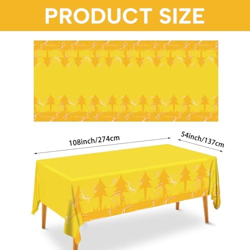 AURORAPARTY 3pcs Yellow Cartoon Tablecloth 54x108inches