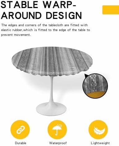 Bohemian Round Waterproof Table Cover 55-60 Inch Elastic Oil-Proof Tablecloth
