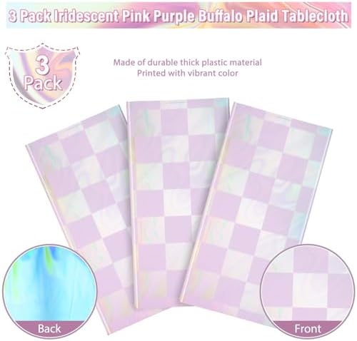 FunnyPars 3 Pack Iridescent Purple Tablecloths