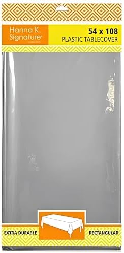Premium Silver Plastic Tablecover 54x108 Pack of 1