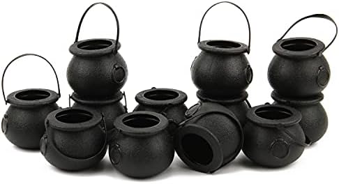 LOMIMOS 12pcs Halloween Mini Black Cauldron Candy Server