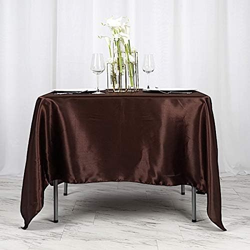 5 pcs 72x72 inch Chocolate Brown Satin Tablecloth Overlays for Events