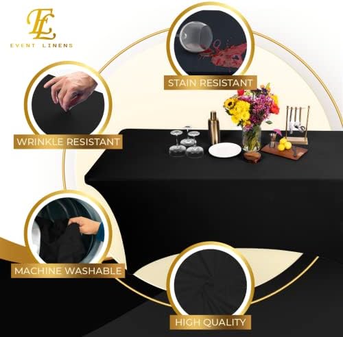 Luxury Black 6ft Spandex Tablecloth Fitted Cover