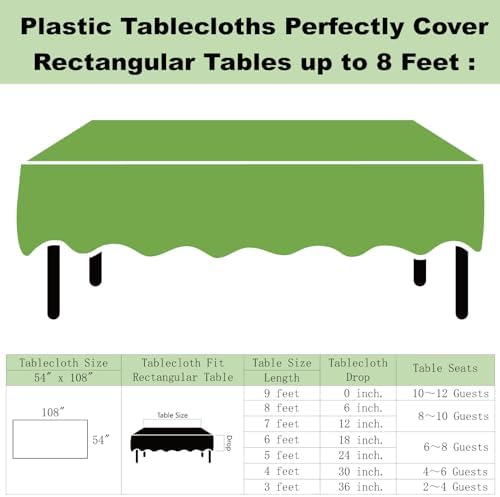 Lime Green Plastic Tablecloths 3 Pack for Party Events