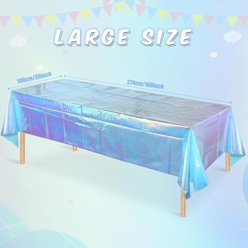 FunnyPars 3 Pack Iridescent Blue Tablecloths