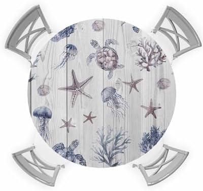 ZOE GARDEN Coastal Starfish Round Waterproof Table Cover