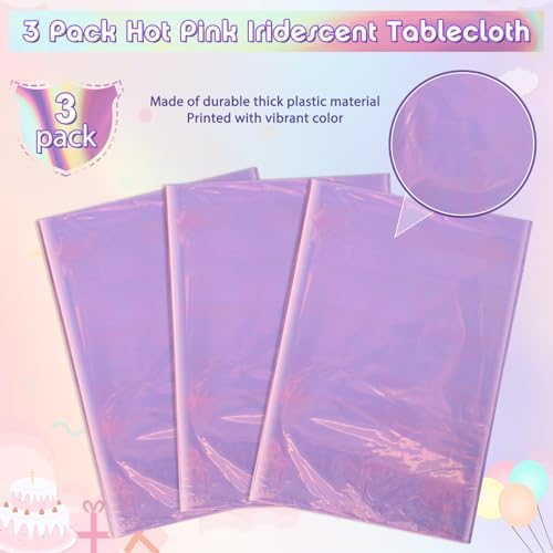 FunnyPars 3 Pack Light Purple Plastic Tablecloths for Rectangle Tables