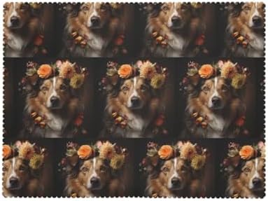 Dog Girl With Flowers Anti-Grease Tablecloth