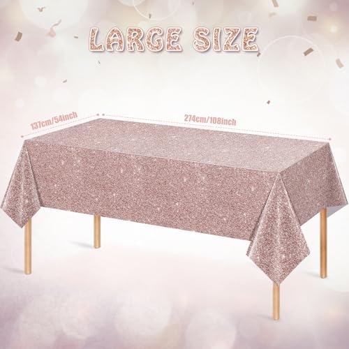 3 Pack Pink Rose Gold Birthday Tablecloths 54x108 Inch