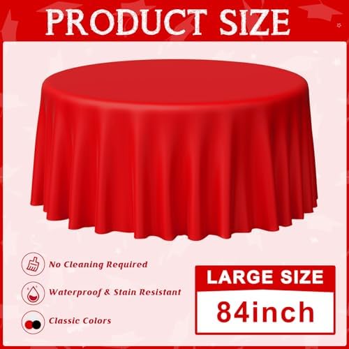 MASHAN 12 Pcs Red Black White Plastic Tablecloths
