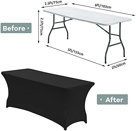 CWK 6FT Stretch Spandex Table Cover - Black