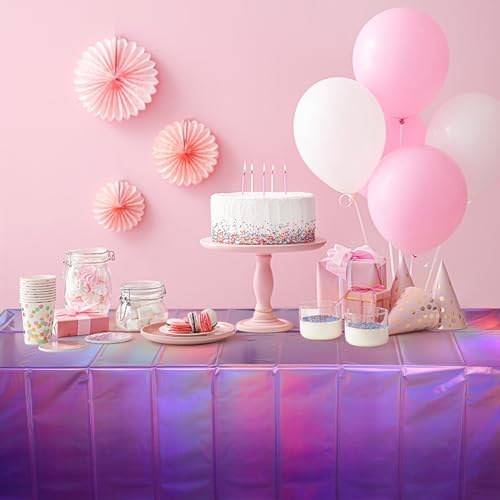 3 Pack Iridescent Pink Purple Plastic Tablecloths