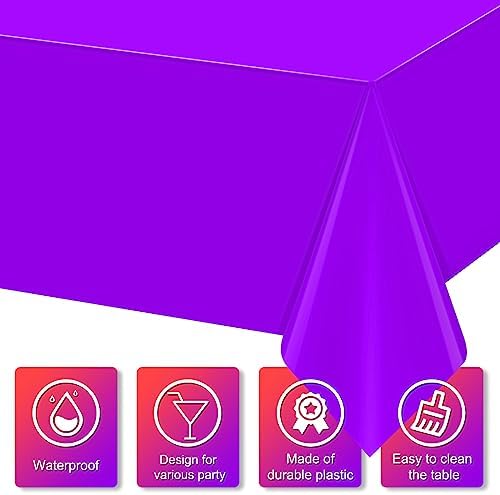 24 Pack Assorted Color Rectangle Plastic Tablecloth for Birthday and Wedding Events