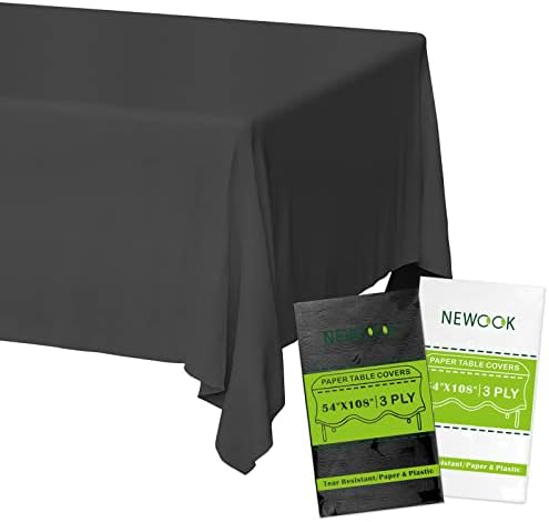 NEWOOK Black Rectangle Tablecloths 6 Pack