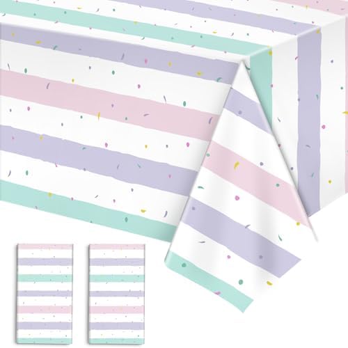 2 Pack Ice Cream Tablecloth Party Decorations 54 x 108 Inch