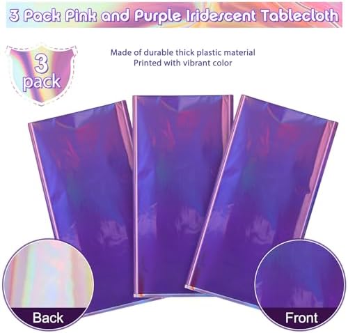3 Pack Iridescent Pink Purple Plastic Tablecloths