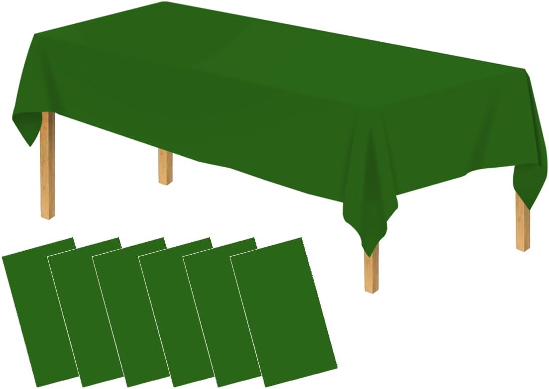 6 Pack Green Plastic Tablecloths for 8 Foot Table