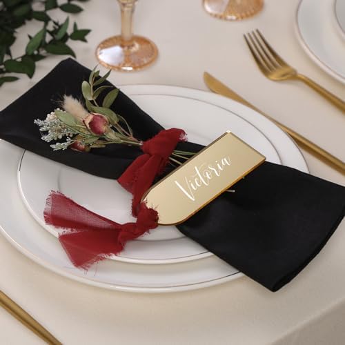 UNIQOOO 20 Pcs Mirror Gold Acrylic Place Cards for Events