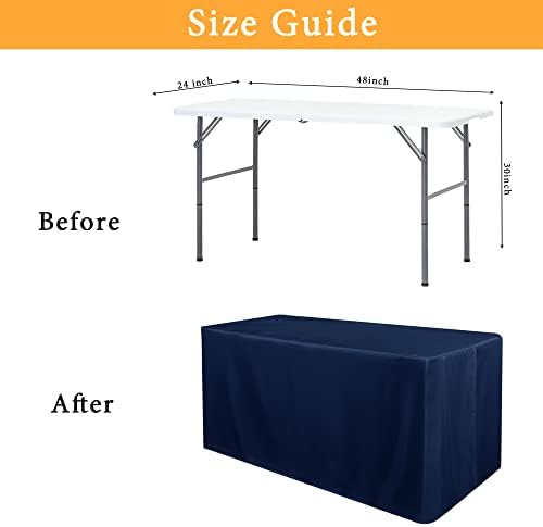 Obstal 2 Pack Water Resistant Tablecloths for 4 Foot Rectangular Tables - Navy
