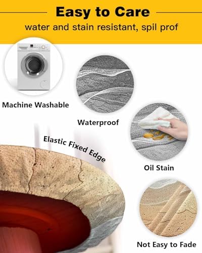 Ocean Grey Round Waterproof Table Cover with Elastic