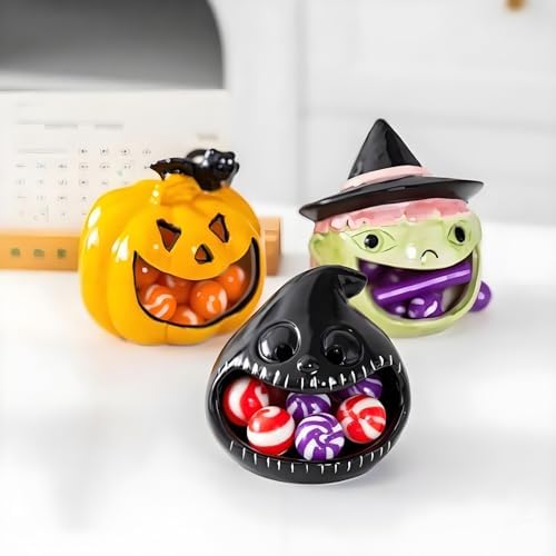 Halloween Candy Bowl Ghost Bat Pumpkin Ceramic Candle Holder